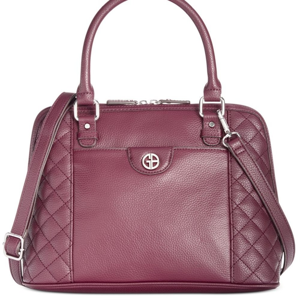 Giani Bernini Quilted Dome Satchel wine NWT